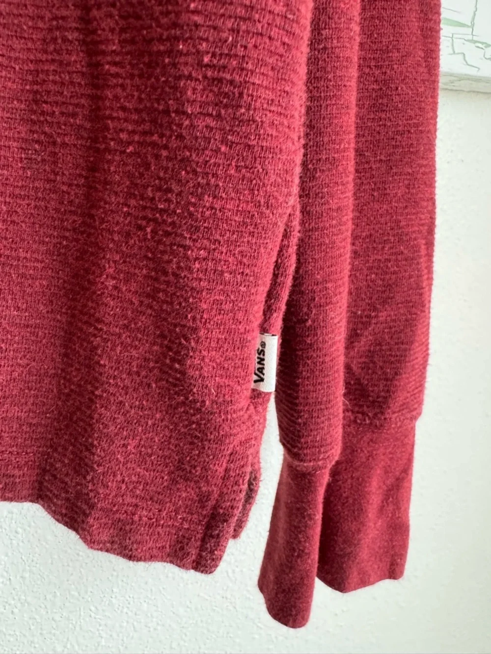Vans Unisex Burgundy Long-Sleeve Henley Sweatshirt Size L